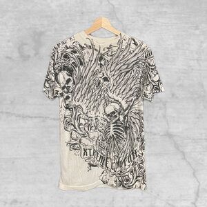Y2k Men's Xtreme Couture by Affliction T-shirt with ACCUSER biker skull design